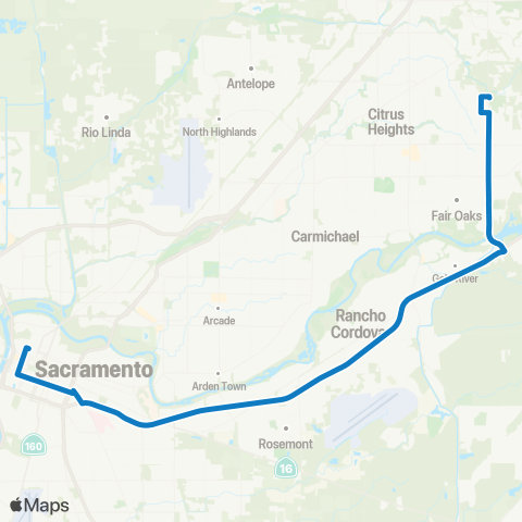 SacRT Hazel Express map