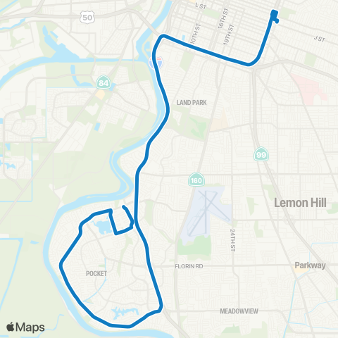 SacRT Pocket Rd - Riverside Blvd map