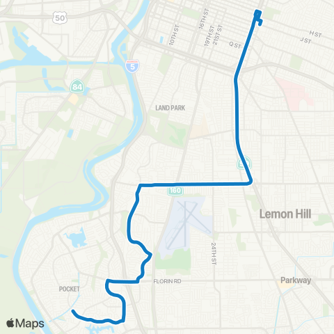 SacRT South Land Park - Greenhaven Dr map