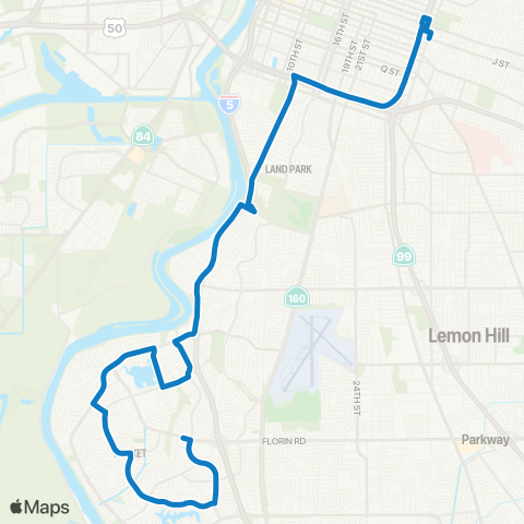 SacRT Gloria Dr - Rush River Dr map