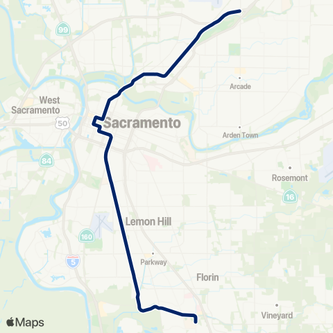 SacRT Meadowview - Watt / I-80 map