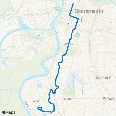 SacRT Land Park Commuter map