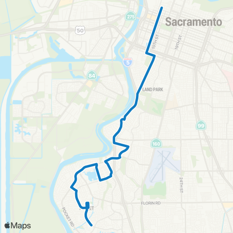 SacRT Riverside Commuter map