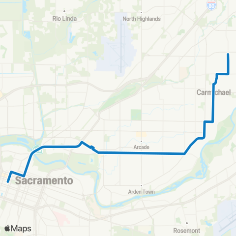 SacRT Arden Commuter map