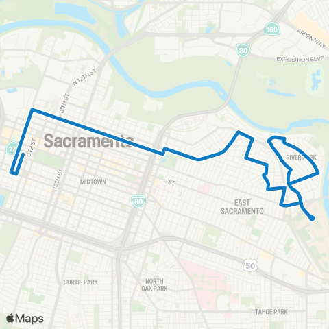 SacRT McKinley Commuter map