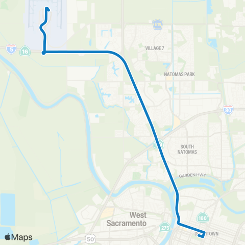 SacRT Airport map