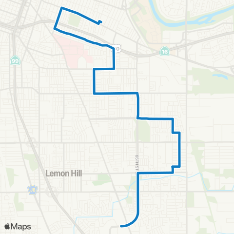 SacRT 14th Ave - Florin Towne map