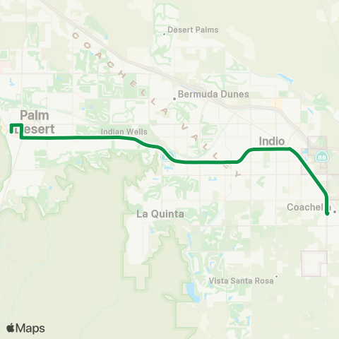 SunLine Route 1 East Valley map