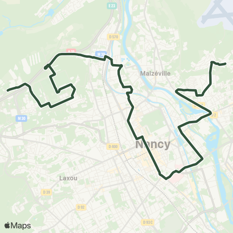 STAN Maxéville EcoParc ↔︎ Dommartemont map