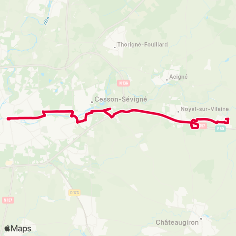 STAR Brécé (Anjou) - Cesson-Sévigné - Rennes (Rép.) map