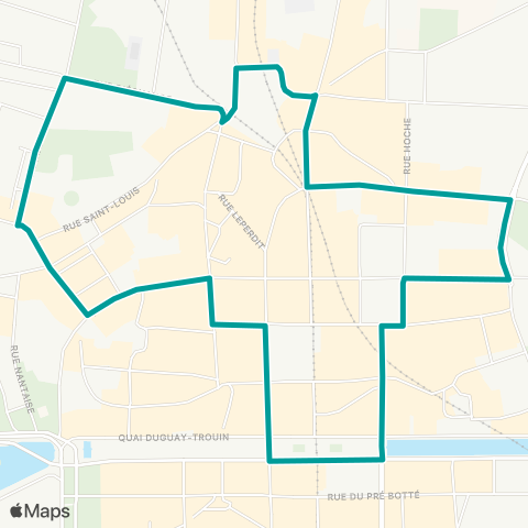 STAR Navette Ctre-Ville : Rennes (Rép. Jaurès) - Rennes (Ste-Anne) - Rennes (Rép. Jaurès) map