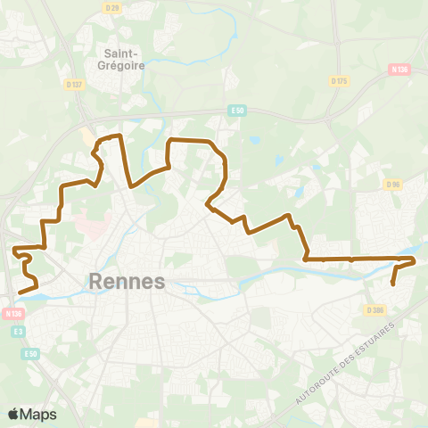 STAR Cesson-Sévigné (Monniais) - Rennes (Roazhon Park) map