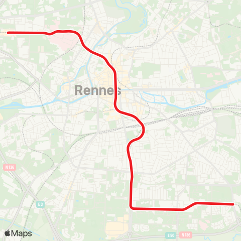 STAR Rennes (J.F. Kennedy) - Rennes (La Poterie) map