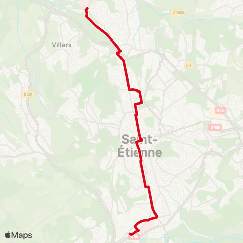 STAS Hôpital Nord ↔︎ Solaure map