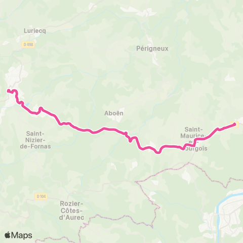 STAS Les 3 Routes ↔︎ Bd Haut Forez via Aboen map