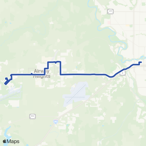 Spokane Transit Highway 2 / Fairchild map