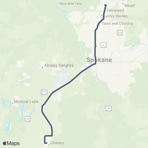 Spokane Transit EWU North Express map