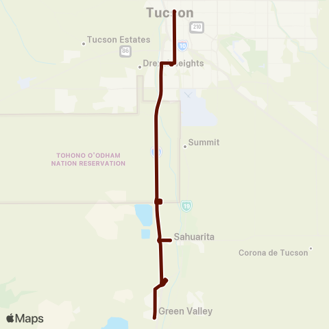 Sun Tran Green Valley / Sahuarita Connector map