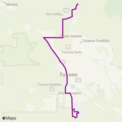 Sun Tran Oro Valley-Aero Park map