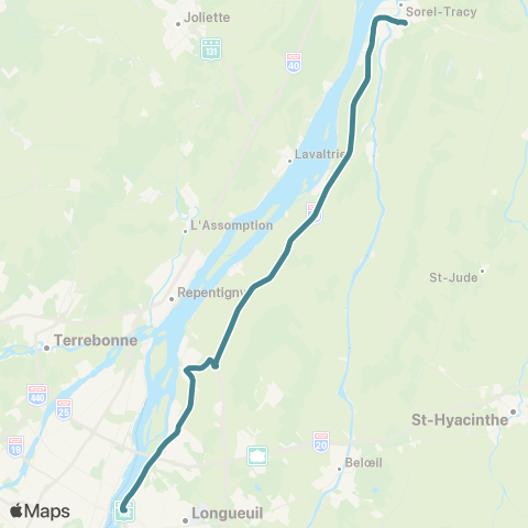 STC Pierre-de Saurel Express Sorel-Tracy / Longueuil map