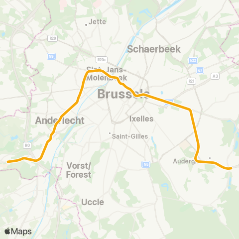 STIB Erasme - Herrmann-Debroux map