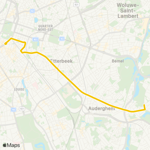 STIB Porte de Namur - Sainte-Anne map