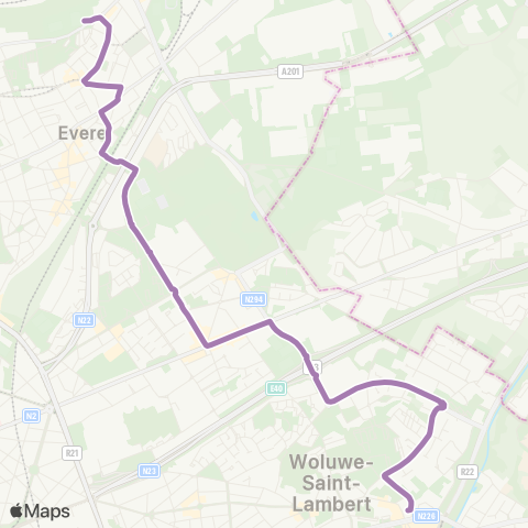 STIB Roodebeek - Saint-Vincent map