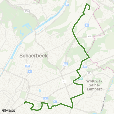 STIB Porte de Namur - Haren map