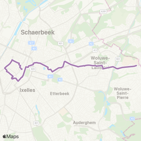 STIB Gare Centrale - Kraainem map