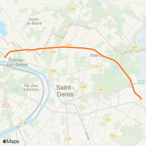 Île-de-France Mobilités Épinay-sur-Seine ↔︎ Le Bourget map