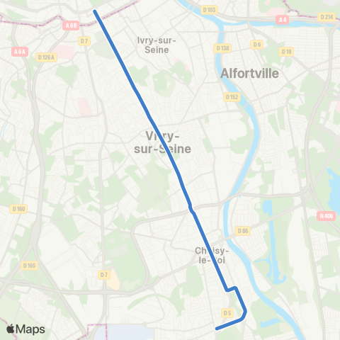 Île-de-France Mobilités Porte de Choisy ↔︎ Orly map