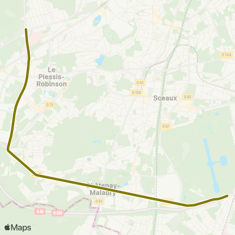 Île-de-France Mobilités Clamart ↔︎ La Croix de Berny map