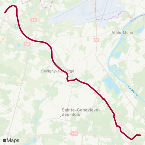 Île-de-France Mobilités Massy-Palaiseau ↔ Évry-Courcouronnes︎ map