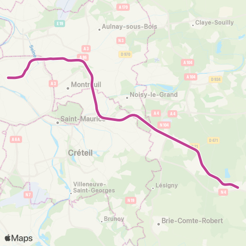 RATP/SNCF Haussmann-St-Lazare ↔︎ Chelles-Gournay • Tournan map