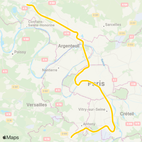 RATP/SNCF Pontoise • Versailles • St-Quentin ↔︎ Massy-Palaiseau • Dourdan • St-Martin-d'Étampes map