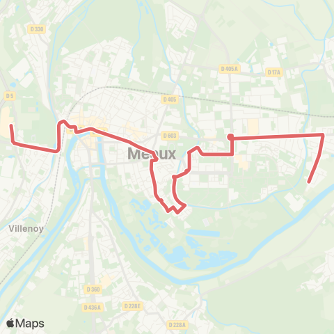 Meaux et Ourcq Les Platanes↔︎Les Saisons de Meaux map