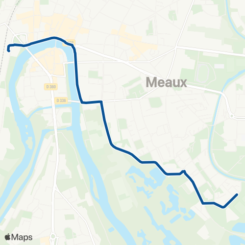 Meaux et Ourcq Roland Garros↔︎Gare de Meaux (Dépose) map