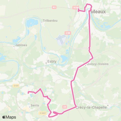 Brie et 2 Morin Lycée Pierre de Coubertin↔︎Chessy N. / Dépose map