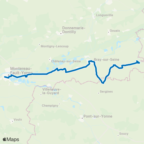 Île-de-France Mobilités Gare de Montereau Quai 12 ↔ Place Mérot map