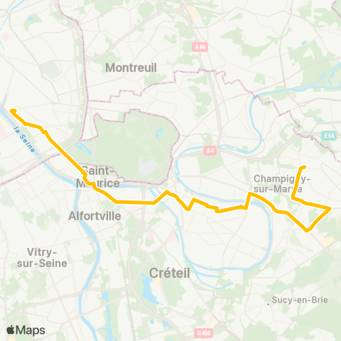 Noctilien Gare de Lyon / Diderot↔︎Villiers-s/-Marne / le Plessis-Trévise RER map