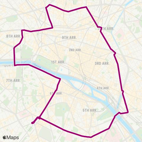 Noctilien Gare de l'Est↔︎Gare de l'Est map