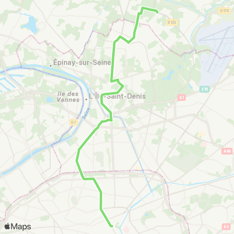 Noctilien Gare de l'Est↔︎Garges / Sarcelles RER map