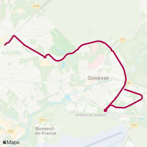 Île-de-France Mobilités Gare de Villiers-le-Bel Gonesse Arnouville↔︎Zone Industrielle map