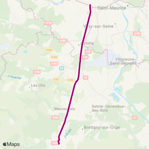 Île-de-France Mobilités Porte d'Orléans↔︎Porte d'Étampes map