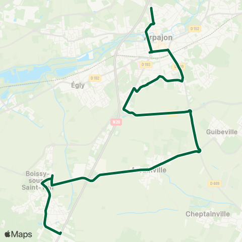 Île-de-France Mobilités Porte d'Étampes↔︎Facteur Cheval map