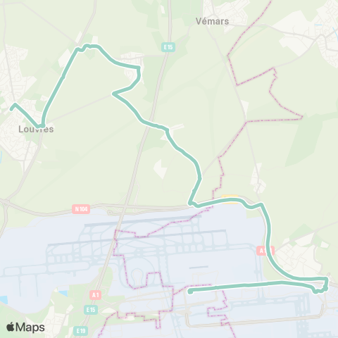 Île-de-France Mobilités Gare de Louvres↔︎Gare de Roissypôle / Aéroport CDG 1 (F2) map