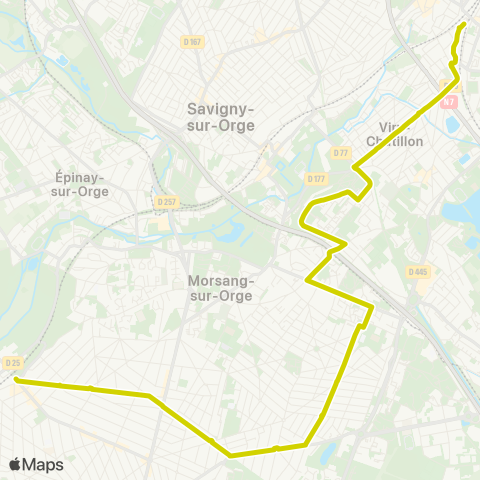 Île-de-France Mobilités Gare de Ste Geneviève des Bois↔︎Gare de Juvisy map