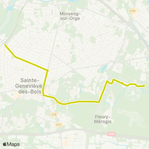 Île-de-France Mobilités Gare de Ste Geneviève des Bois↔︎Maison d'Arrêt des Femmes map