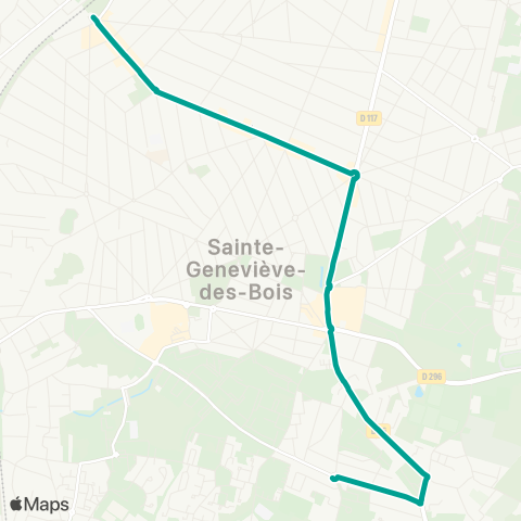 Île-de-France Mobilités Pl. Hausen↔︎Gare de Ste Geneviève des Bois map