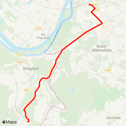 Île-de-France Mobilités Gare de la Celle St Cloud↔︎Gare de Rueil Malmaison map